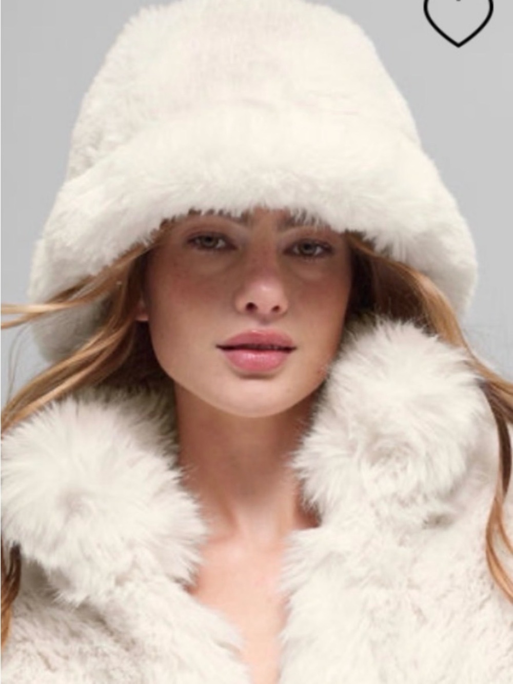 Alo White Faux Fur Bucket Hat